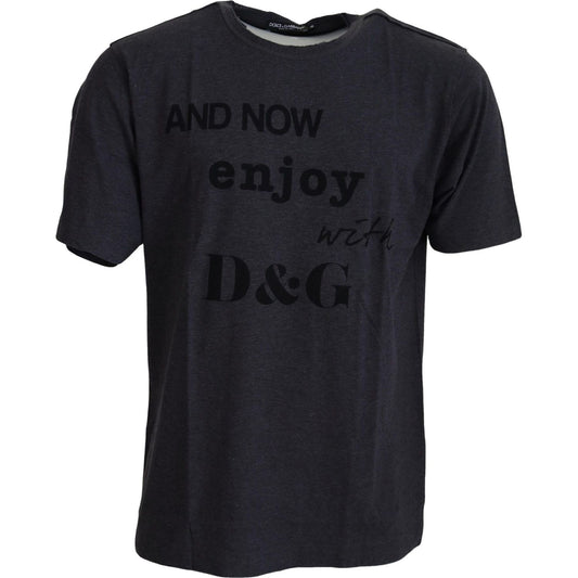 Dolce & Gabbana Elegant Gray Motive Crew Neck T-Shirt MAN T-SHIRTS Dolce & Gabbana Dark Slate Gray