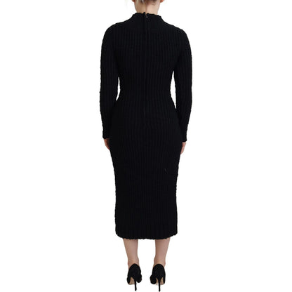 Dolce & Gabbana Black Wool Knitted Sheath Sweater Dress