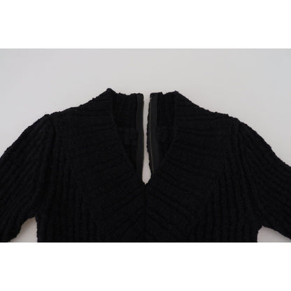 Dolce & Gabbana Black Wool Knitted Sheath Sweater Dress