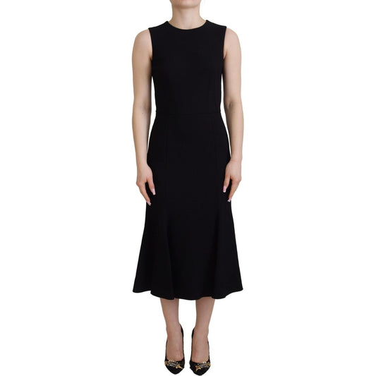 Dolce & Gabbana Black Dress Sheath Flare Viscose Dress DR28792- 40