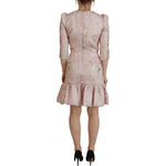 Dolce & Gabbana Pink Jaquard 3/4 Sleeve Sheath Midi Dress WOMAN DRESSES