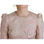 Dolce & Gabbana Pink Jaquard 3/4 Sleeve Sheath Midi Dress WOMAN DRESSES