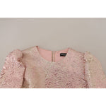 Dolce & Gabbana Pink Jaquard 3/4 Sleeve Sheath Midi Dress WOMAN DRESSES