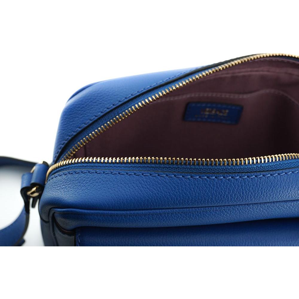 Versace Elegant Blue Calf Leather Camera Case Bag WOMAN SHOULDER BAGS