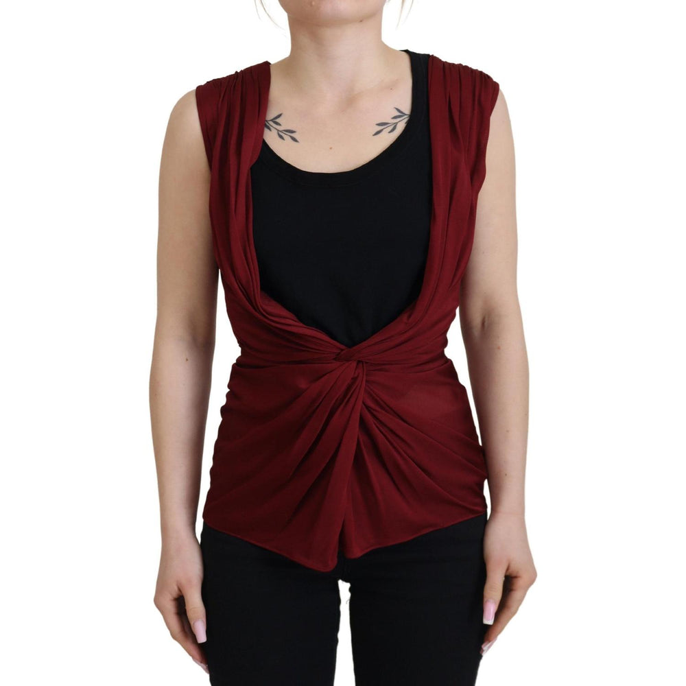Dolce & Gabbana Bordeaux Silk Stretch Top Vest Blouse