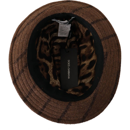 Dolce & Gabbana Brown Fedora Striped Print Summer Hat