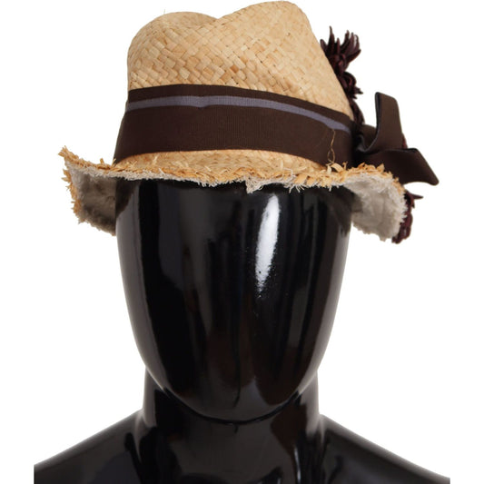 Dolce & Gabbana Yellow Ribbon Floral Embellished Straw Hat