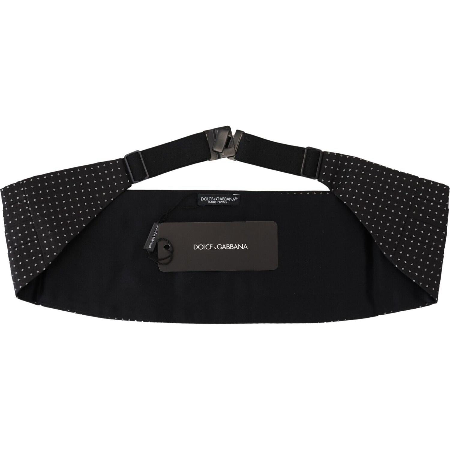 Dolce & Gabbana Black Polka Dot Wide Waist Men Belt Cummerband