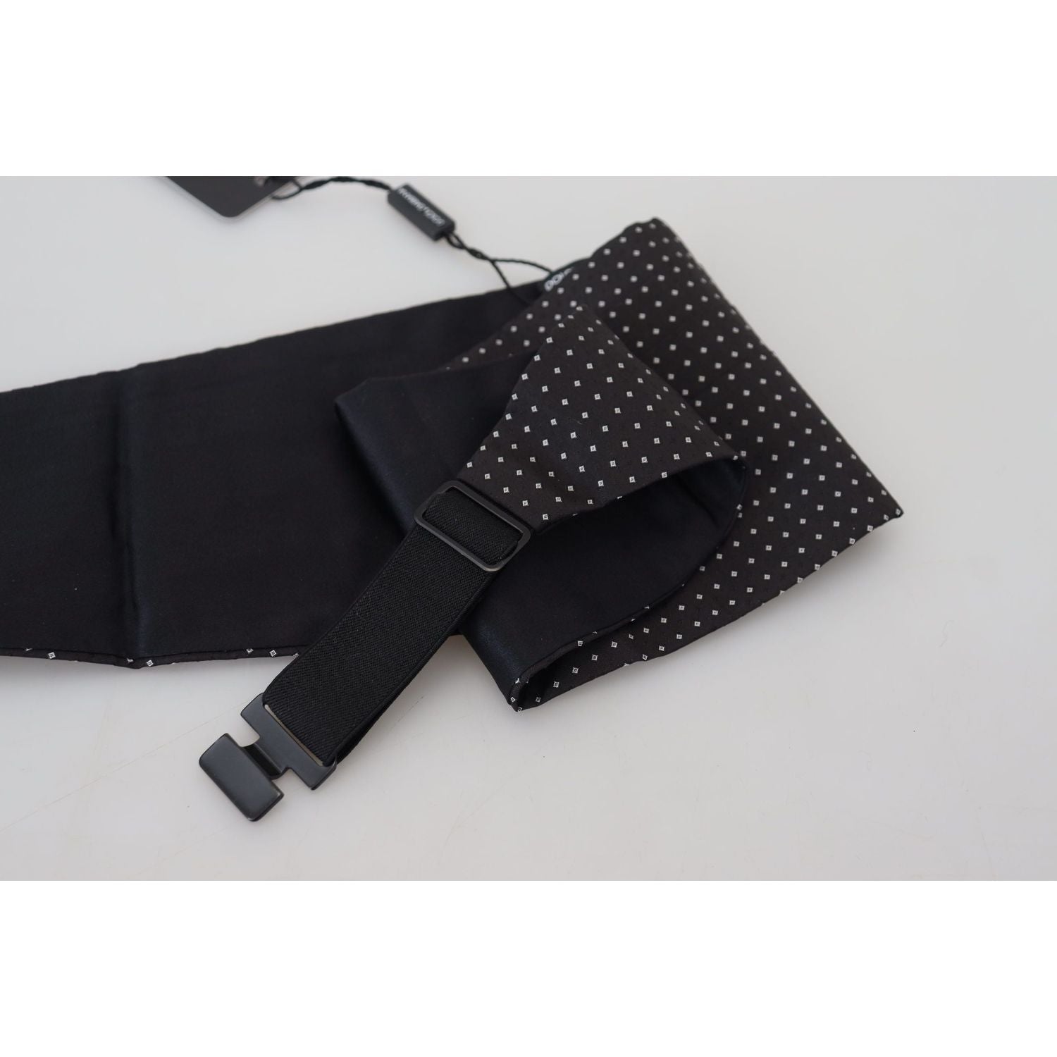 Dolce & Gabbana Black Polka Dot Wide Waist Men Belt Cummerband