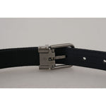 Dolce & Gabbana Blue Jacquard Stripe Silver Buckle Belt