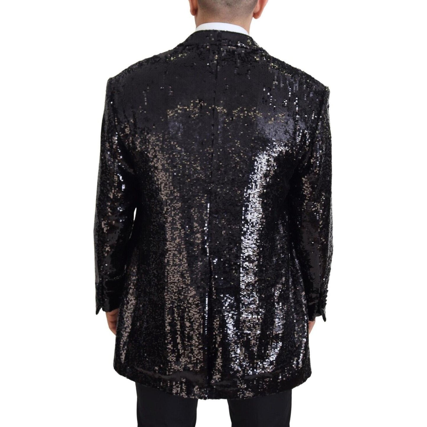 Dolce & Gabbana Black Sequined Cow Pattern Nylon Blazer JKT3432 - 48