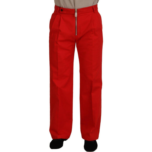 Dolce & Gabbana Stunning Red Mainline Cotton Pants Dolce & Gabbana Dark Red