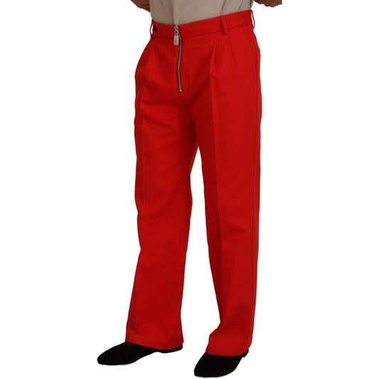 Dolce & Gabbana Stunning Red Mainline Cotton Pants Dolce & Gabbana Firebrick