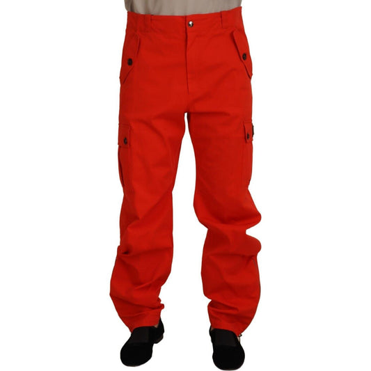 Dolce & Gabbana Elegant Red Cotton Blend Trousers Dolce & Gabbana Firebrick
