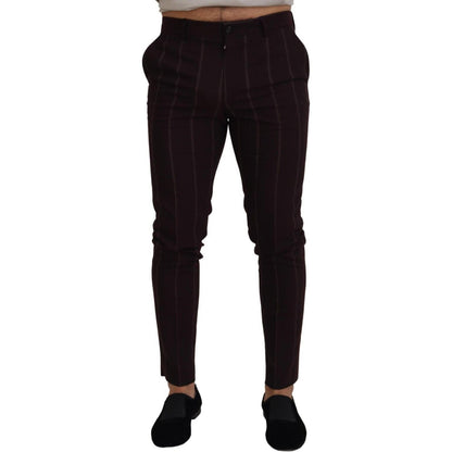 Dolce & Gabbana Brown Striped Men Trousers Cotton Pants