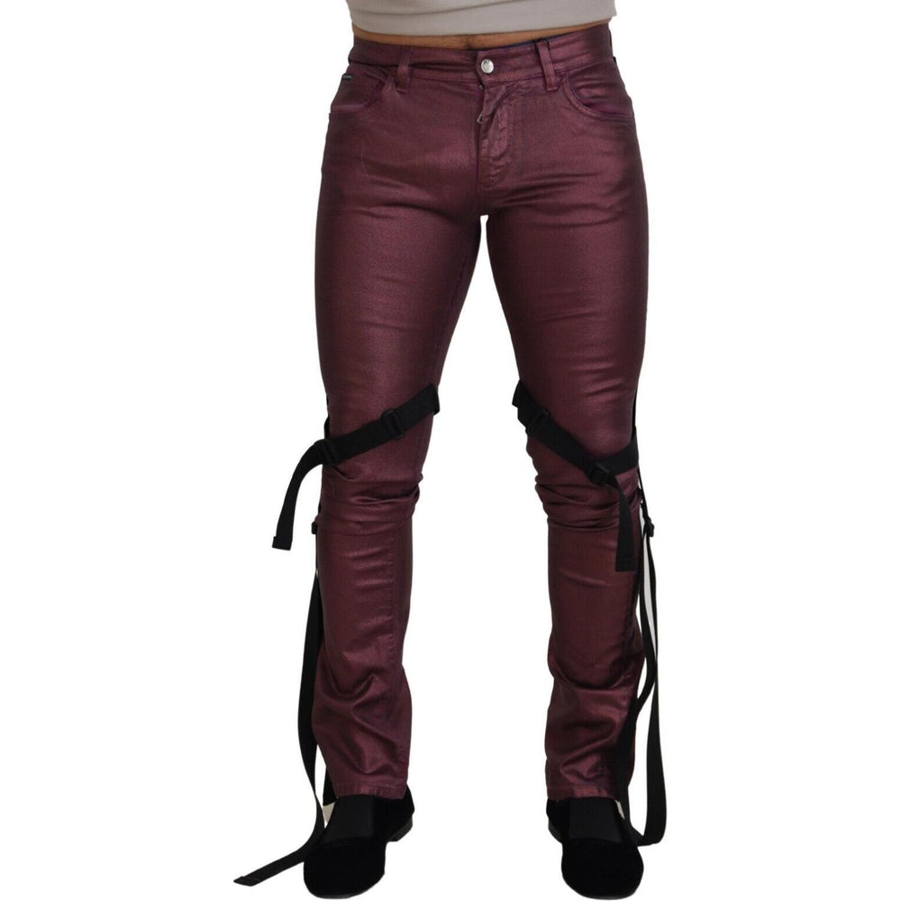 Dolce & Gabbana Magenta Cotton Men Casual Harness Denim Jeans