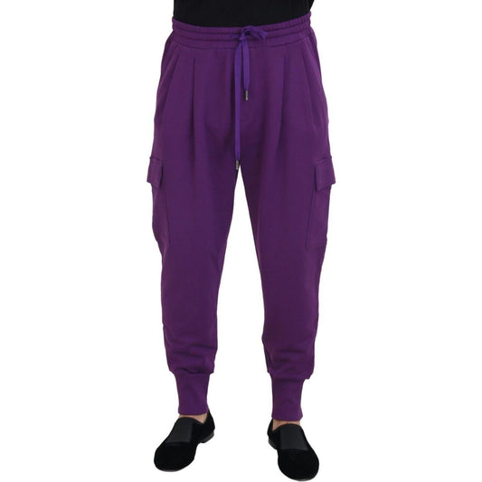 Dolce & Gabbana Elegant Purple Cotton Cargo Sweatpants Dolce & Gabbana Dark Slate Gray