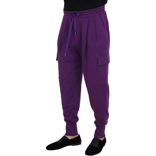 Dolce & Gabbana Elegant Purple Cotton Cargo Sweatpants Dolce & Gabbana Dark Slate Gray