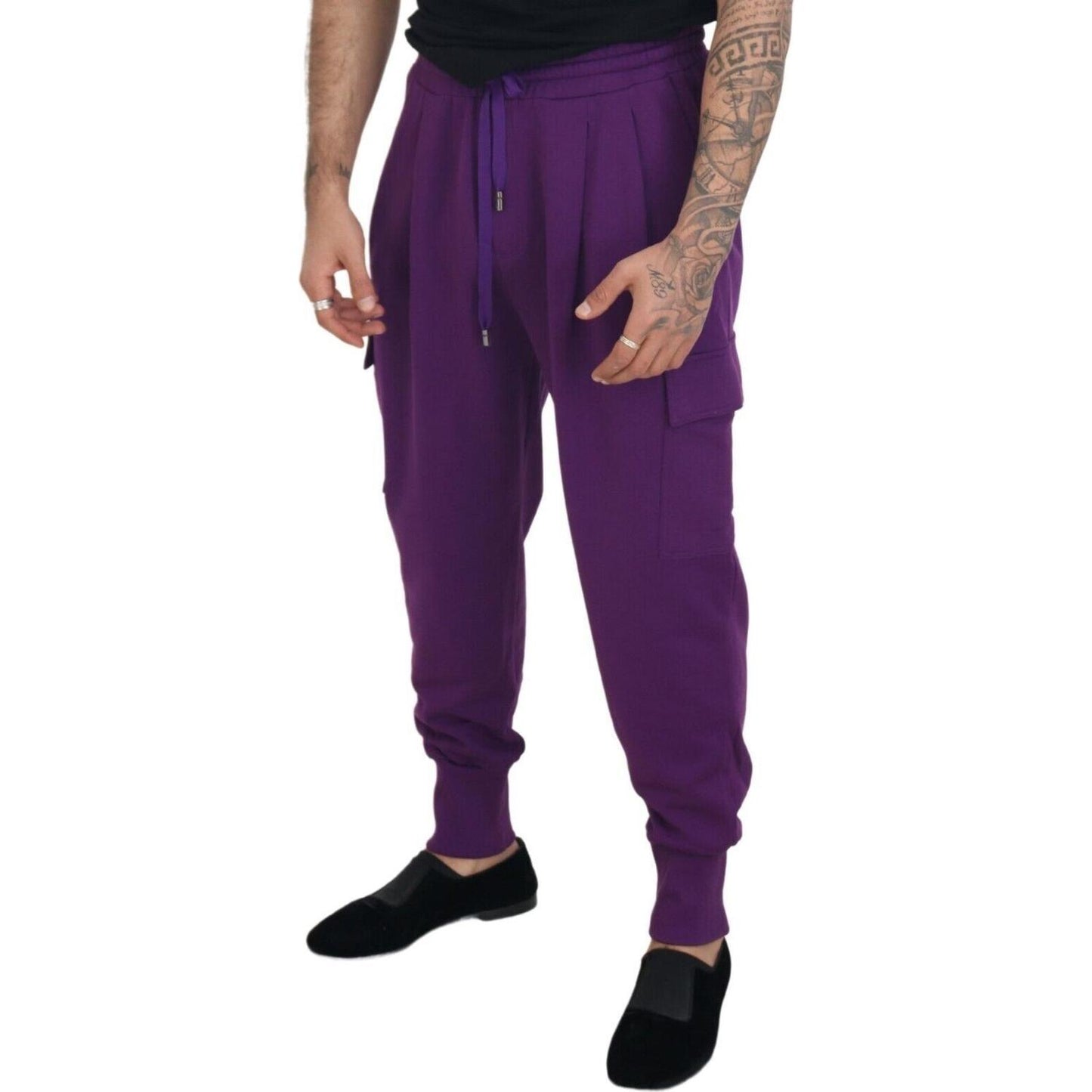 Dolce & Gabbana Purple Cotton Cargo Sweatpants Jogging Pants