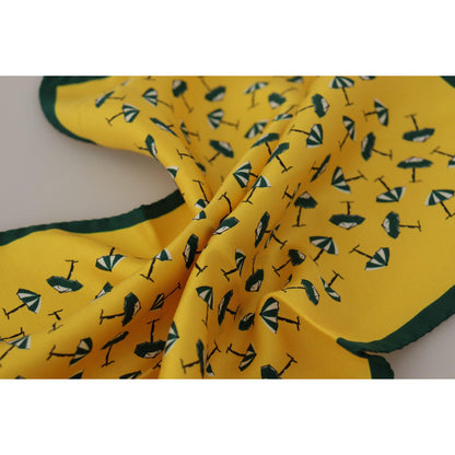 Dolce & Gabbana Yellow Printed DG Logo Square Mens Handkerchief Scarf