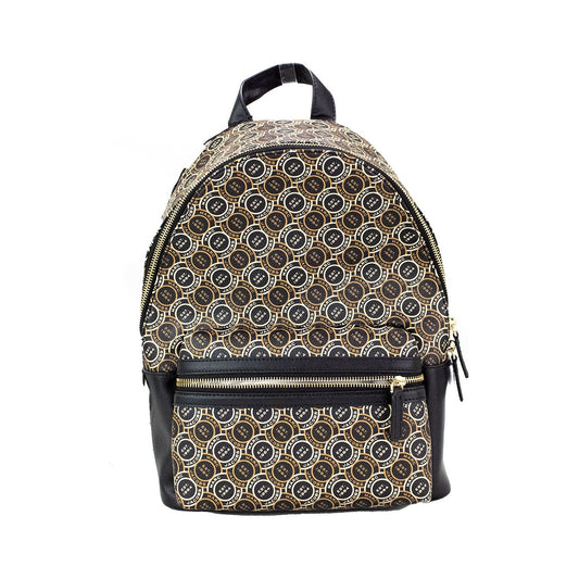 Marc Jacobs Signet Medium Black Logo Printed Leather Shoulder Backpack Bookbag