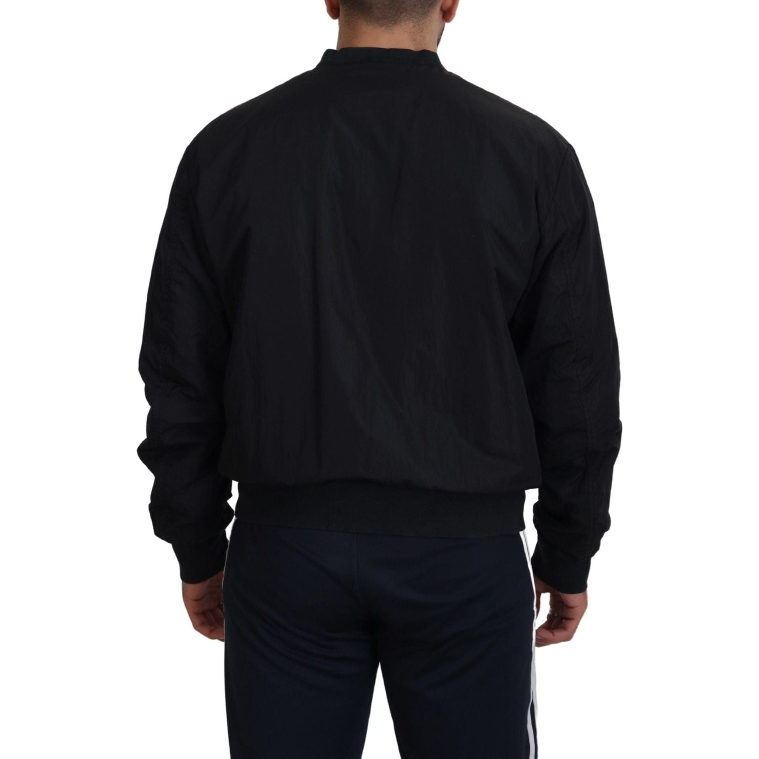 Dolce & Gabbana Black Nylon Logo Bomber Zipper Jacket