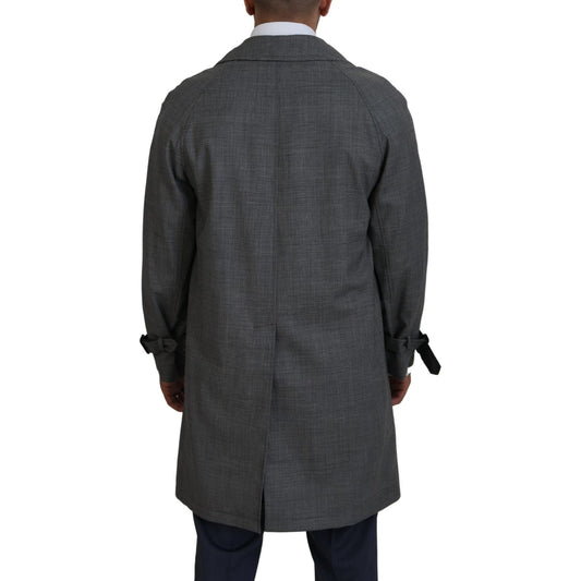Dolce & Gabbana Elegant Gray Plaid Trench Coat Dolce & Gabbana Dark Slate Gray
