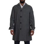 Dolce & Gabbana Gray Wool Plaid Long Trench Coat Jacket Trench Coat Jacket