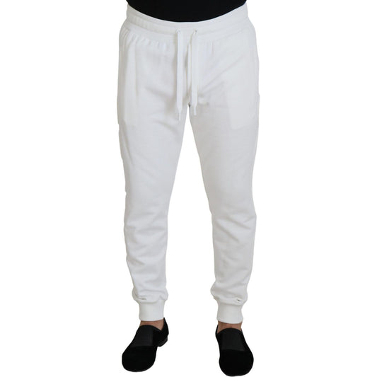 Dolce & Gabbana Elegant White Cotton Sweatpants Dolce & Gabbana Light Gray