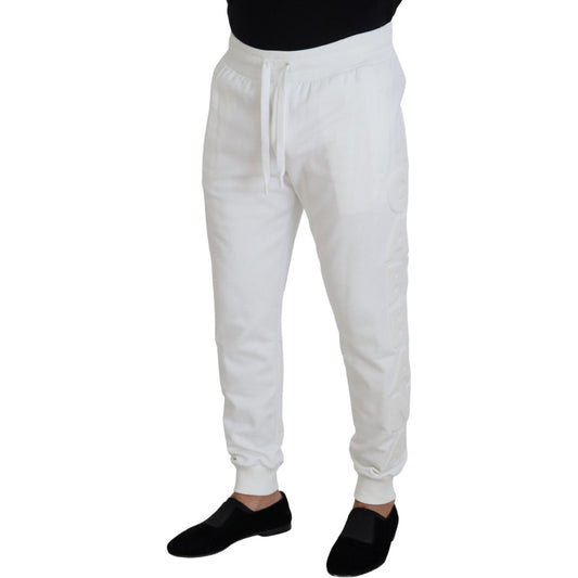 Dolce & Gabbana Elegant White Cotton Sweatpants Dolce & Gabbana Light Gray