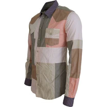 Dolce & Gabbana Multicolor Cotton Patchwork Slim Shirt
