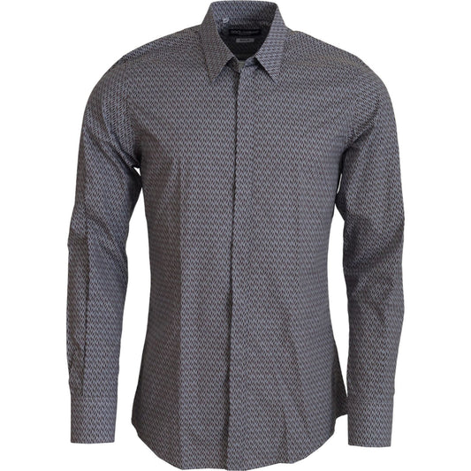 Dolce & Gabbana Elegant Slim Fit Formal Cotton Shirt Dolce & Gabbana Dim Gray