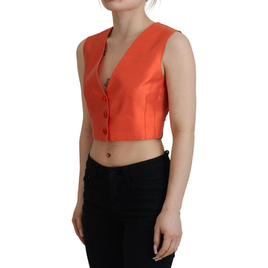 Dolce & Gabbana Elegant Orange Silk Waistcoat Dolce & Gabbana Sienna