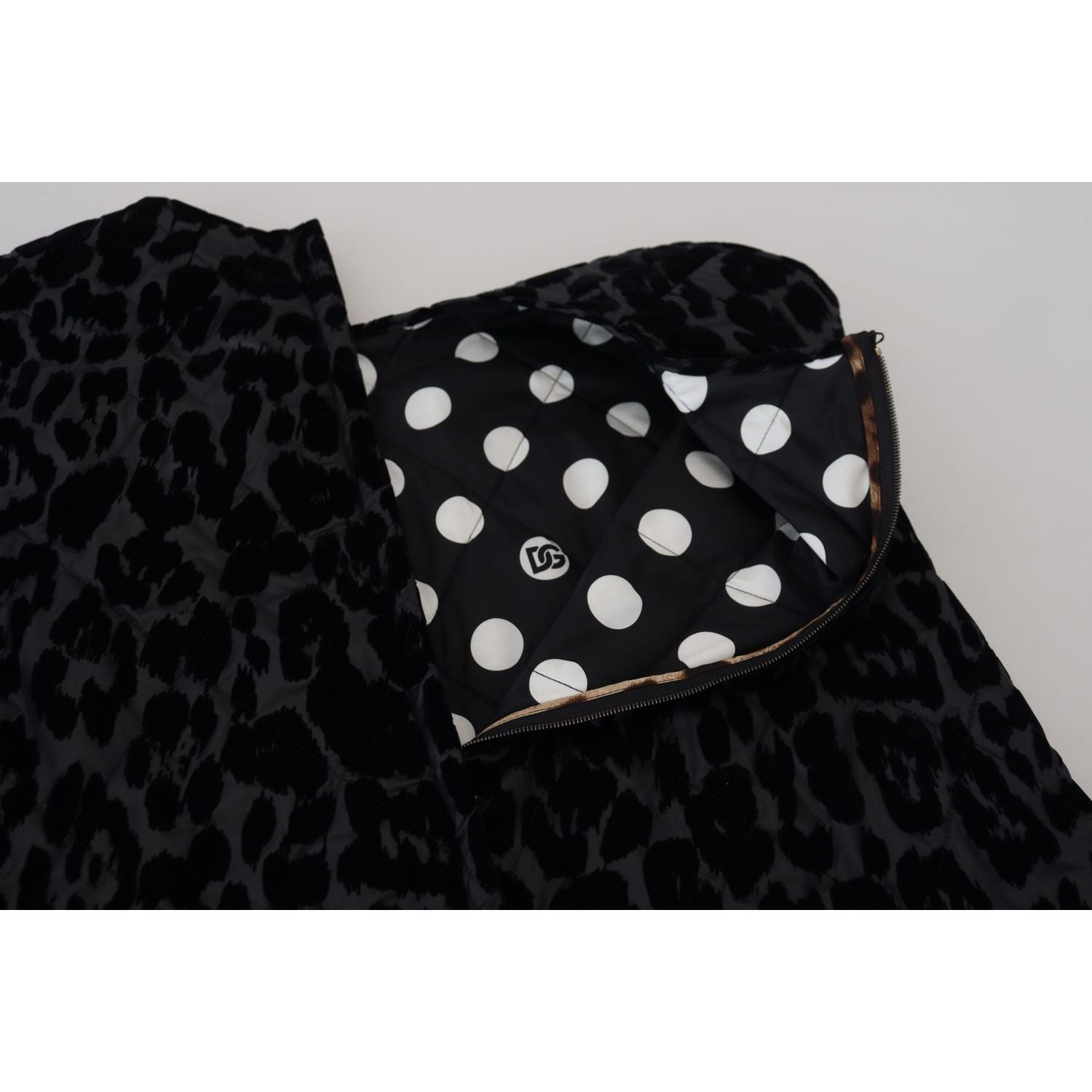 Dolce & Gabbana Black Leopard Shift Mini Polyester Dress