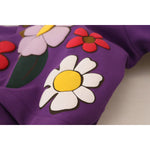 Dolce & Gabbana Purple Floral Print Pullover Cotton Sweater