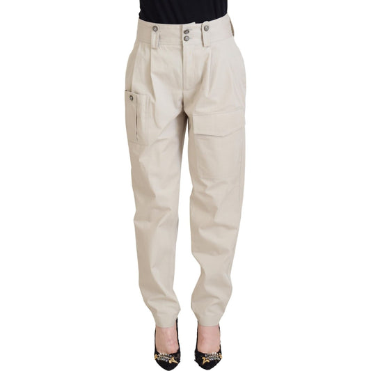 Dolce & Gabbana Chic Beige Cotton Trousers for Elegant Comfort Dolce & Gabbana Gray