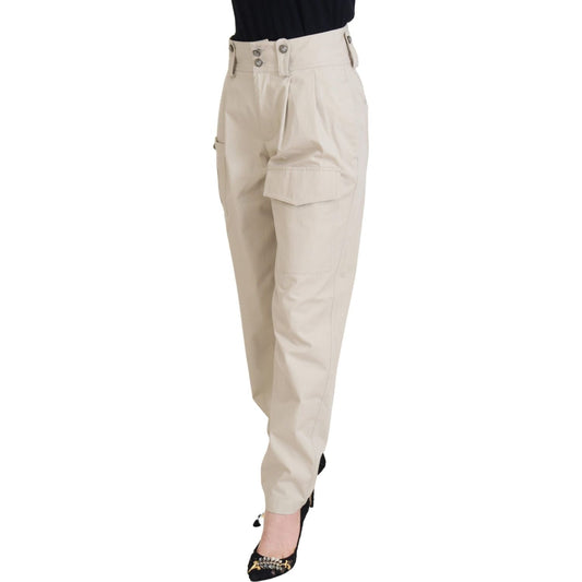Dolce & Gabbana Chic Beige Cotton Trousers for Elegant Comfort Dolce & Gabbana Gray