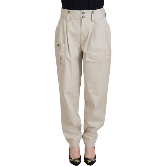 Dolce & Gabbana Elegant Beige Cotton Trousers Jeans & Pants Dolce & Gabbana Gray