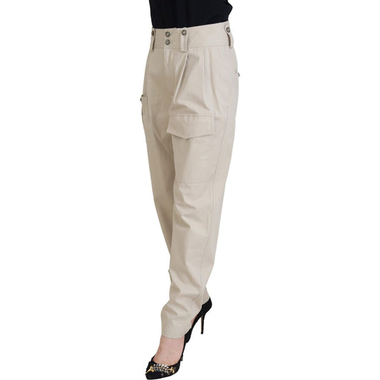 Dolce & Gabbana Elegant Beige Cotton Trousers Jeans & Pants Dolce & Gabbana Gray