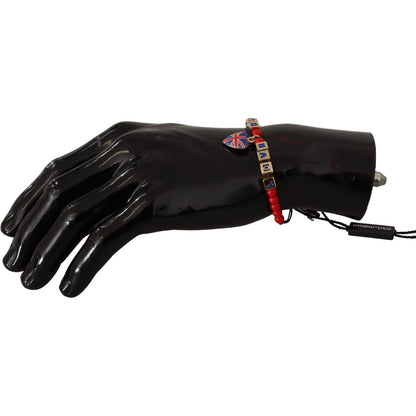 Dolce & Gabbana Red Blue Beaded DG LOVES LONDON Flag Branded Bracelet