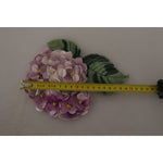 Dolce & Gabbana Purple Floral Gold Tone Brass Women Brooch Brooch