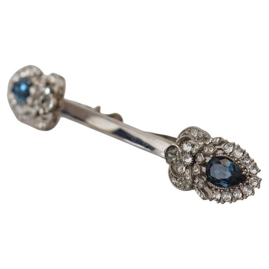 Dolce & Gabbana Elegant Sterling Silver Glass Brooch Brooch Dolce & Gabbana Slate Gray