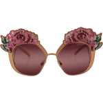 Dolce & Gabbana Pink Gold Rose Sequin Embroidery DG2202 Sunglasses GLA1190