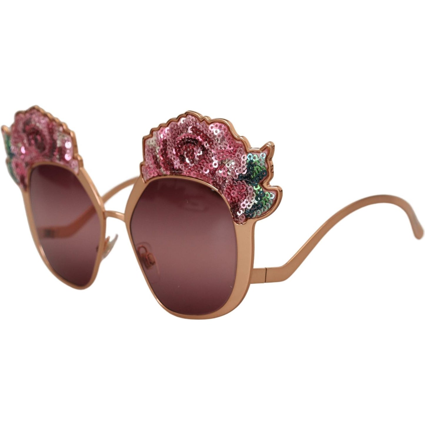 Dolce & Gabbana Pink Gold Rose Sequin Embroidery DG2202 Sunglasses GLA1190