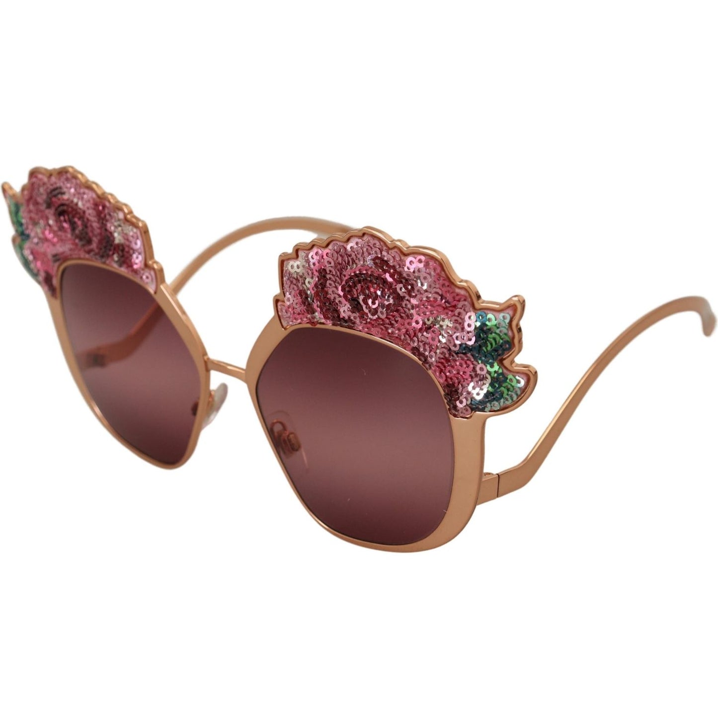 Dolce & Gabbana Pink Gold Rose Sequin Embroidery DG2202 Sunglasses GLA1190