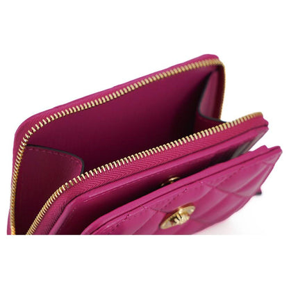 Versace Purple Nappa Leather Bifold Zip Around Wallet