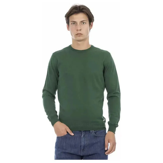 Baldinini Trend Green Cotton Men Sweater Baldinini Trend Dark Slate Gray