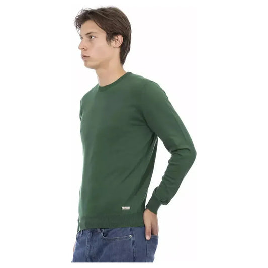 Baldinini Trend Green Cotton Men Sweater Baldinini Trend Dark Slate Gray