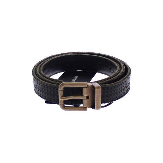 Dolce & Gabbana Elegant Blue Leather-Cotton Blend Men's Belt Belt Dolce & Gabbana Dark Slate Gray