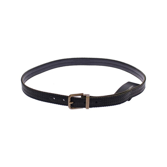 Dolce & Gabbana Elegant Blue Leather-Cotton Blend Men's Belt Belt Dolce & Gabbana Dark Slate Gray